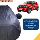 Autofact Kwid Car Cover - CoreProtect - Water Resistant Car Body Cover for Renaults Kwid - With Mirror Pockets, Triple Stitched, Bottom Fully Elastic, Adjustable Belt and Buckle (Grey 210D)