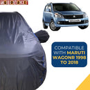 Autofact Wagon r / Wagonr Car Cover - CoreProtect - Water Resistant Car Body Cover for Maruti Wagon r / Wagonr - With Mirror Pockets, Triple Stitched, Bottom Fully Elastic, Adjustable Belt and Buckle (Grey 210D)