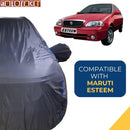 Autofact Esteem Car Cover - CoreProtect - Water Resistant Car Body Cover for Maruti Esteem - With Mirror Pockets, Triple Stitched, Bottom Fully Elastic, Adjustable Belt and Buckle (Grey 210D)