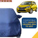 Autofact Celerio Old Model Car Cover - CoreProtect - Water Resistant Car Body Cover for Maruti Celerio Old Model - With Mirror Pockets, Triple Stitched, Bottom Fully Elastic, Adjustable Belt and Buckle (Navy 210D)