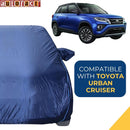 Autofact Urban Cruiser Car Cover - CoreProtect - Water Resistant Car Body Cover for Toyota Urban Cruiser - With Mirror Pockets, Triple Stitched, Bottom Fully Elastic, Adjustable Belt and Buckle (Navy 210D)
