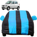 Autofact Alto Old Model Car Cover - EasyShield - Car Body Cover for Maruti Alto Old Model - With Mirror Pockets, Triple Stitched, Bottom Fully Elastic, Adjustable Belt and Buckle (Teak Blue Stripes)