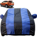 Autofact Harrier Car Cover - EasyShield - Car Body Cover for Tata Harrier - With Mirror Pockets, Triple Stitched, Bottom Fully Elastic, Adjustable Belt and Buckle (Royal Blue Stripes)