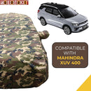 Autofact XUV 400 Car Cover - TearTough - Dog Proof / Waterproof Car Body Cover for Mahindra XUV 400 - With Mirror Pockets, Triple Stitched, Bottom Fully Elastic, Adjustable Belt and Buckle (Jungle Print 4x4)
