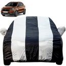Autofact Freestyle Car Cover - EasyShield - Car Body Cover for Ford Freestyle - With Mirror Pockets, Triple Stitched, Bottom Fully Elastic, Adjustable Belt and Buckle (White Blue Stripes)