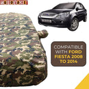 Autofact Fiesta  Car Cover - TearTough - Dog Proof / Waterproof Car Body Cover for Ford Fiesta  - With Mirror Pockets, Triple Stitched, Bottom Fully Elastic, Adjustable Belt and Buckle (Jungle Print 4x4)