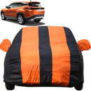 Autofact Harrier Car Cover - EasyShield - Car Body Cover for Tata Harrier - With Mirror Pockets, Triple Stitched, Bottom Fully Elastic, Adjustable Belt and Buckle (Orange Blue Stripes)