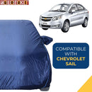 Autofact Sail Car Cover - CoreProtect - Water Resistant Car Body Cover for Chevrolet Sail - With Mirror Pockets, Triple Stitched, Bottom Fully Elastic, Adjustable Belt and Buckle (Navy 210D)