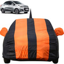 Autofact Xcent Car Cover - EasyShield - Car Body Cover for Hyundai Xcent - With Mirror Pockets, Triple Stitched, Bottom Fully Elastic, Adjustable Belt and Buckle (Orange Blue Stripes)