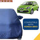 Autofact Brio Car Cover - CoreProtect - Water Resistant Car Body Cover for Honda Brio - With Mirror Pockets, Triple Stitched, Bottom Fully Elastic, Adjustable Belt and Buckle (Navy 210D)