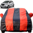 Autofact Redi Go Car Cover - EasyShield - Car Body Cover for Nissan Redi Go - With Mirror Pockets, Triple Stitched, Bottom Fully Elastic, Adjustable Belt and Buckle (Red Blue Stripes)