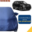 Autofact Sportage Car Cover - CoreProtect - Water Resistant Car Body Cover for Kia Sportage - With Mirror Pockets, Triple Stitched, Bottom Fully Elastic, Adjustable Belt and Buckle (Navy 210D)