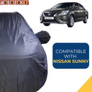 Autofact Sunny Car Cover - CoreProtect - Water Resistant Car Body Cover for Nissan Sunny - With Mirror Pockets, Triple Stitched, Bottom Fully Elastic, Adjustable Belt and Buckle (Grey 210D)