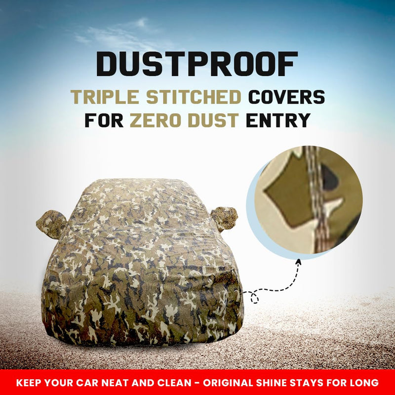 Autofact Wagon r / Wagonr Car Cover - FlexGuard - Waterproof Car Body Cover for Maruti Wagon r / Wagonr - With Mirror Pockets, Triple Stitched, Bottom Fully Elastic, Adjustable Belt and Buckle (Camouflage)