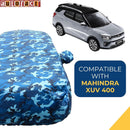 Autofact XUV 400 Car Cover - TearTough - Dog Proof / Waterproof Car Body Cover for Mahindra XUV 400 - With Mirror Pockets, Triple Stitched, Bottom Fully Elastic, Adjustable Belt and Buckle (Airforce Blue 4x4)