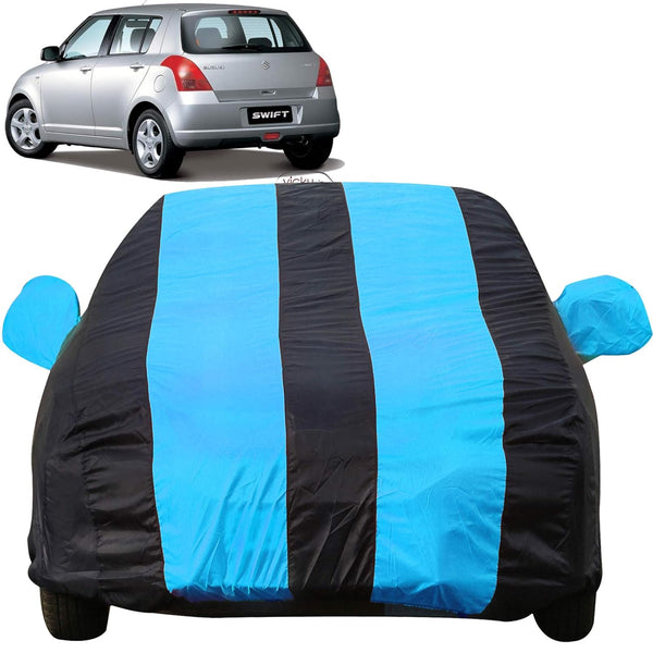 Autofact Swift Dzire Old Model Car Cover - EasyShield - Car Body Cover for Maruti Swift Dzire Old Model - With Mirror Pockets, Triple Stitched, Bottom Fully Elastic, Adjustable Belt and Buckle (Teak Blue Stripes)