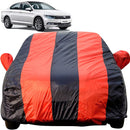 Autofact Passat Car Cover - EasyShield - Car Body Cover for Volkswagen Passat - With Mirror Pockets, Triple Stitched, Bottom Fully Elastic, Adjustable Belt and Buckle (Red Blue Stripes)