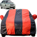 Autofact Laura Car Cover - EasyShield - Car Body Cover for Skoda Laura - With Mirror Pockets, Triple Stitched, Bottom Fully Elastic, Adjustable Belt and Buckle (Red Blue Stripes)