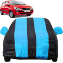 Autofact Getz Car Cover - EasyShield - Car Body Cover for Hyundai Getz - With Mirror Pockets, Triple Stitched, Bottom Fully Elastic, Adjustable Belt and Buckle (Teak Blue Stripes)