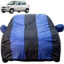 Autofact Alto Old Model Car Cover - EasyShield - Car Body Cover for Maruti Alto Old Model - With Mirror Pockets, Triple Stitched, Bottom Fully Elastic, Adjustable Belt and Buckle (Royal Blue Stripes)