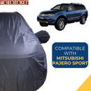 Autofact Pajero Car Cover - CoreProtect - Water Resistant Car Body Cover for Mitsubishi Pajero - With Mirror Pockets, Triple Stitched, Bottom Fully Elastic, Adjustable Belt and Buckle (Grey 210D)