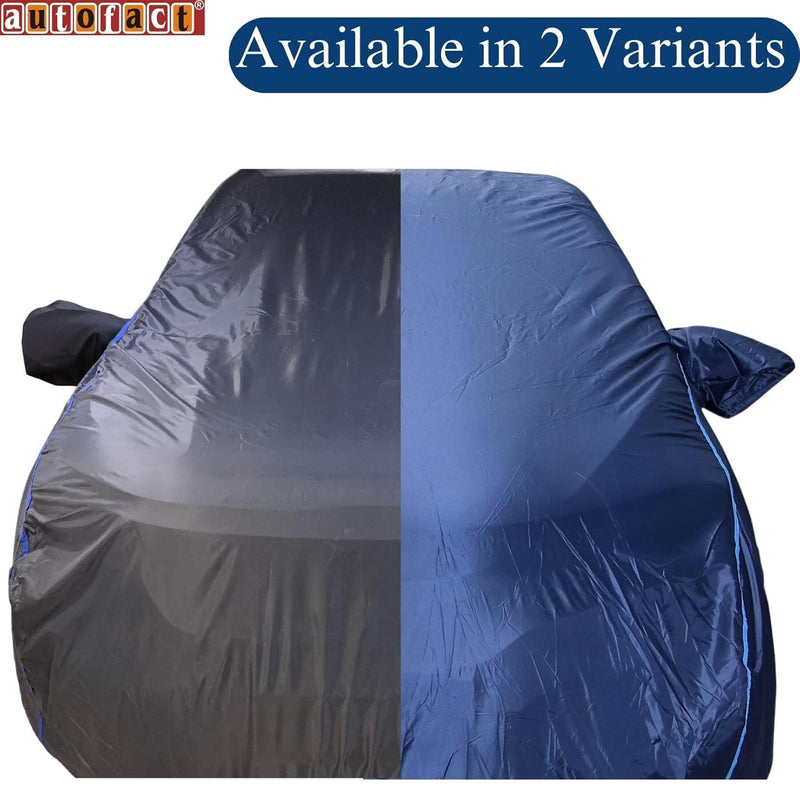 Autofact Wagon r / Wagonr Car Cover - CoreProtect - Water Resistant Car Body Cover for Maruti Wagon r / Wagonr - With Mirror Pockets, Triple Stitched, Bottom Fully Elastic, Adjustable Belt and Buckle (Grey 210D)