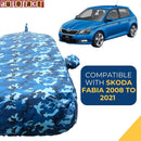 Autofact Fabia Car Cover - TearTough - Dog Proof / Waterproof Car Body Cover for Skoda Fabia - With Mirror & Antenna Pockets, Triple Stitched, Bottom Fully Elastic, Adjustable Belt and Buckle (Airforce Blue 4x4)