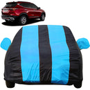 Autofact Seltos Car Cover - EasyShield - Car Body Cover for Kia Seltos - With Mirror Pockets, Triple Stitched, Bottom Fully Elastic, Adjustable Belt and Buckle (Teak Blue Stripes)