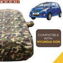 Autofact Eon Car Cover - TearTough - Dog Proof / Waterproof Car Body Cover for Hyundai Eon - With Mirror Pockets, Triple Stitched, Bottom Fully Elastic, Adjustable Belt and Buckle (Jungle Print 4x4)