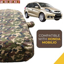 Autofact Mobilio Car Cover - TearTough - Dog Proof / Waterproof Car Body Cover for Honda Mobilio - With Mirror Pockets, Triple Stitched, Bottom Fully Elastic, Adjustable Belt and Buckle (Jungle Print 4x4)