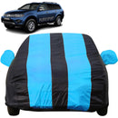 Autofact Pajero Car Cover - EasyShield - Car Body Cover for Mitsubishi Pajero - With Mirror Pockets, Triple Stitched, Bottom Fully Elastic, Adjustable Belt and Buckle (Teak Blue Stripes)