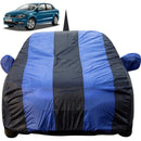 Autofact Ameo Car Cover - EasyShield - Car Body Cover for Volkswagen Ameo - With Mirror Pockets, Triple Stitched, Bottom Fully Elastic, Adjustable Belt and Buckle (Royal Blue Stripes)