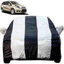Autofact Mobilio Car Cover - EasyShield - Car Body Cover for Honda Mobilio - With Mirror Pockets, Triple Stitched, Bottom Fully Elastic, Adjustable Belt and Buckle (White Blue Stripes)