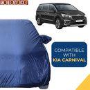 Autofact Carnival Car Cover - CoreProtect - Water Resistant Car Body Cover for Kia Carnival - With Mirror Pockets, Triple Stitched, Bottom Fully Elastic, Adjustable Belt and Buckle (Navy 210D)
