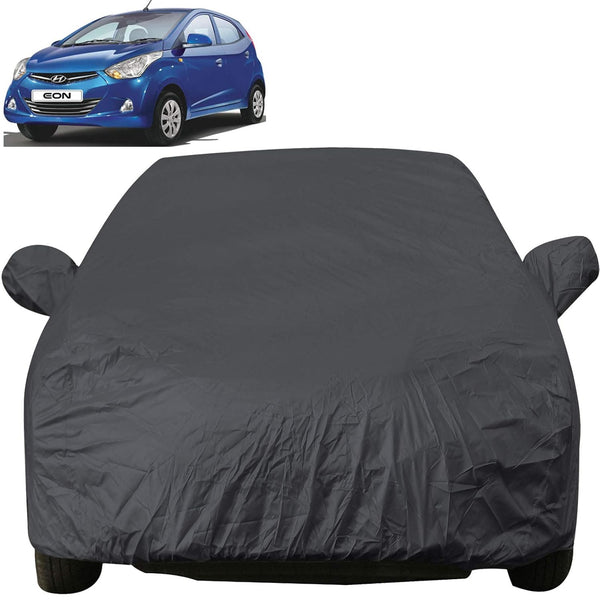 Autofact Eon Car Cover - EasyShield - Car Body Cover for Hyundai Eon - With Mirror Pockets, Triple Stitched, Bottom Fully Elastic, Adjustable Belt and Buckle (Grey 190T)