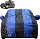 Autofact Bolero Car Cover - EasyShield - Car Body Cover for Mahindra Bolero - With Mirror Pockets, Triple Stitched, Bottom Fully Elastic, Adjustable Belt and Buckle (Royal Blue Stripes)