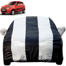 Autofact Alto 800 Car Cover - EasyShield - Car Body Cover for Maruti Alto 800 - With Mirror Pockets, Triple Stitched, Bottom Fully Elastic, Adjustable Belt and Buckle (White Blue Stripes)