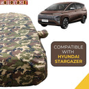 Autofact Stargazer Car Cover - TearTough - Dog Proof / Waterproof Car Body Cover for Hyundai Stargazer - With Mirror Pockets, Triple Stitched, Bottom Fully Elastic, Adjustable Belt and Buckle (Jungle Print 4x4)