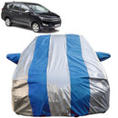 Autofact Innova Crysta Car Cover - FlexGuard - Waterproof Car Body Cover for Toyota Innova Crysta - With Mirror Pockets, Triple Stitched, Bottom Fully Elastic, Adjustable Belt and Buckle (Silver / Blue Stripes)