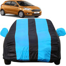 Autofact Figo Car Cover - EasyShield - Car Body Cover for Ford Figo - With Mirror Pockets, Triple Stitched, Bottom Fully Elastic, Adjustable Belt and Buckle (Teak Blue Stripes)