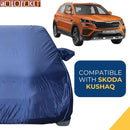 Autofact Kushaq Car Cover - CoreProtect - Water Resistant Car Body Cover for Skoda Kushaq - With Mirror Pockets, Triple Stitched, Bottom Fully Elastic, Adjustable Belt and Buckle (Navy 210D)