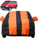 Autofact Eeco Car Cover - EasyShield - Car Body Cover for Maruti Eeco - With Mirror Pockets, Triple Stitched, Bottom Fully Elastic, Adjustable Belt and Buckle (Orange Blue Stripes)