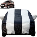 Autofact Zen Estilo Car Cover - EasyShield - Car Body Cover for Maruti Zen Estilo - With Mirror Pockets, Triple Stitched, Bottom Fully Elastic, Adjustable Belt and Buckle (White Blue Stripes)