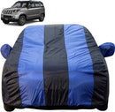 Autofact TUV 300 Car Cover - EasyShield - Car Body Cover for Mahindra TUV 300 - With Mirror Pockets, Triple Stitched, Bottom Fully Elastic, Adjustable Belt and Buckle (Royal Blue Stripes)