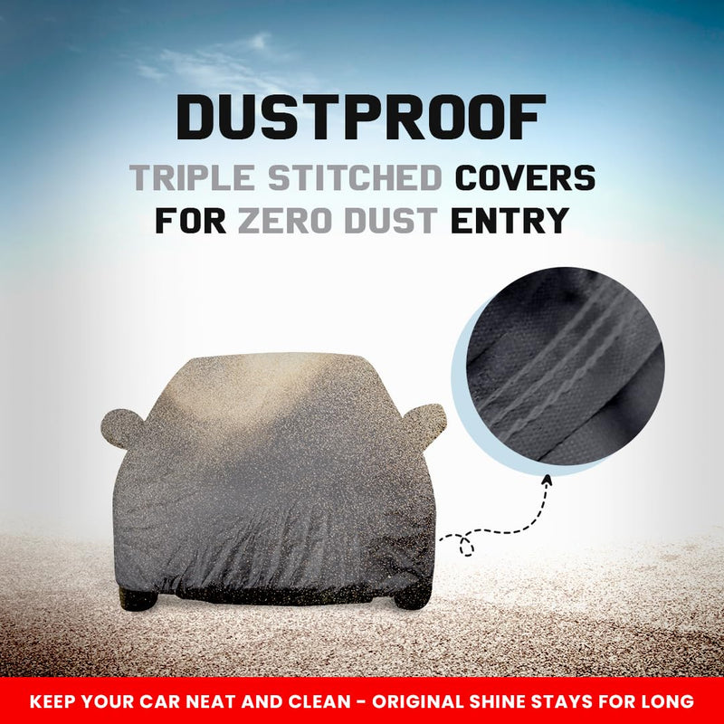 Autofact Wagon r / Wagonr Car Cover - EasyShield - Car Body Cover for Maruti Wagon r / Wagonr - With Mirror Pockets, Triple Stitched, Bottom Fully Elastic, Adjustable Belt and Buckle (Grey 190T)