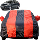 Autofact Zest Car Cover - EasyShield - Car Body Cover for Tata Zest - With Mirror Pockets, Triple Stitched, Bottom Fully Elastic, Adjustable Belt and Buckle (Red Blue Stripes)