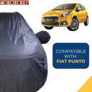 Autofact Punto Car Cover - CoreProtect - Water Resistant Car Body Cover for Fiat Punto - With Mirror Pockets, Triple Stitched, Bottom Fully Elastic, Adjustable Belt and Buckle (Grey 210D)