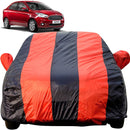 Autofact Figo Aspire Car Cover - EasyShield - Car Body Cover for Ford Figo Aspire - With Mirror Pockets, Triple Stitched, Bottom Fully Elastic, Adjustable Belt and Buckle (Red Blue Stripes)
