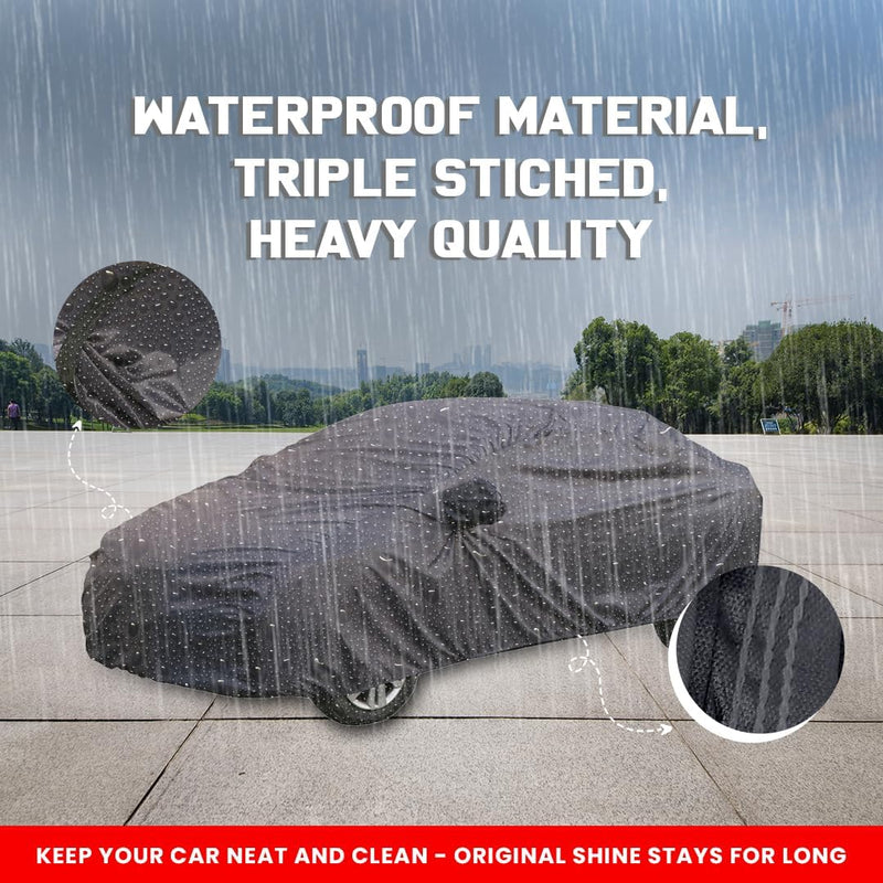 Autofact Wagon r / Wagonr Car Cover - TearTough - Dog Proof / Waterproof Car Body Cover for Maruti Wagon r / Wagonr - With Mirror Pockets, Triple Stitched, Bottom Fully Elastic, Adjustable Belt and Buckle (Grey 4x4)