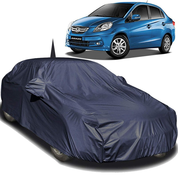 Autofact Amaze Old Model Car Cover - EasyShield - Car Body Cover for Honda Amaze Old Model - With Mirror Pockets, Triple Stitched, Bottom Fully Elastic, Adjustable Belt and Buckle (Navy 190T)